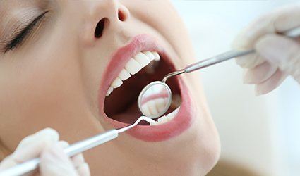 Closeup of smile during exam